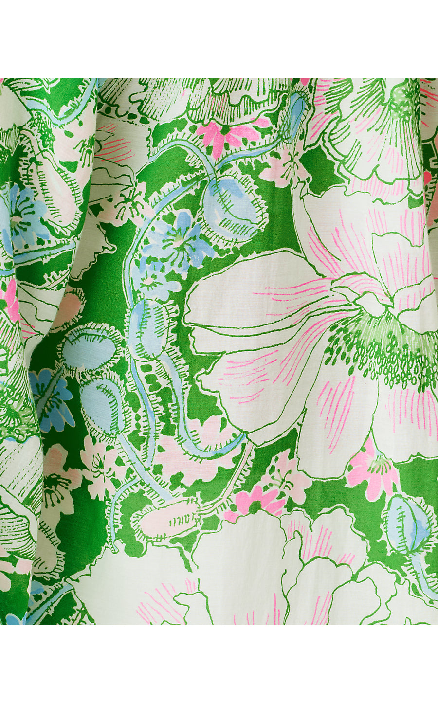 LOURDES 3/4 SLEEVE COTTON, PUTTING GREEN POPPYLAND
