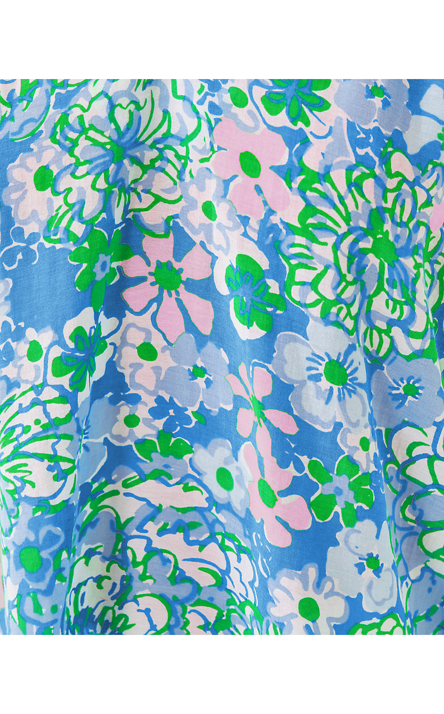 LOURDES 3/4 SLEEVE COTTON, SUNWASHED BLUE PLUMES IN BLOOM
