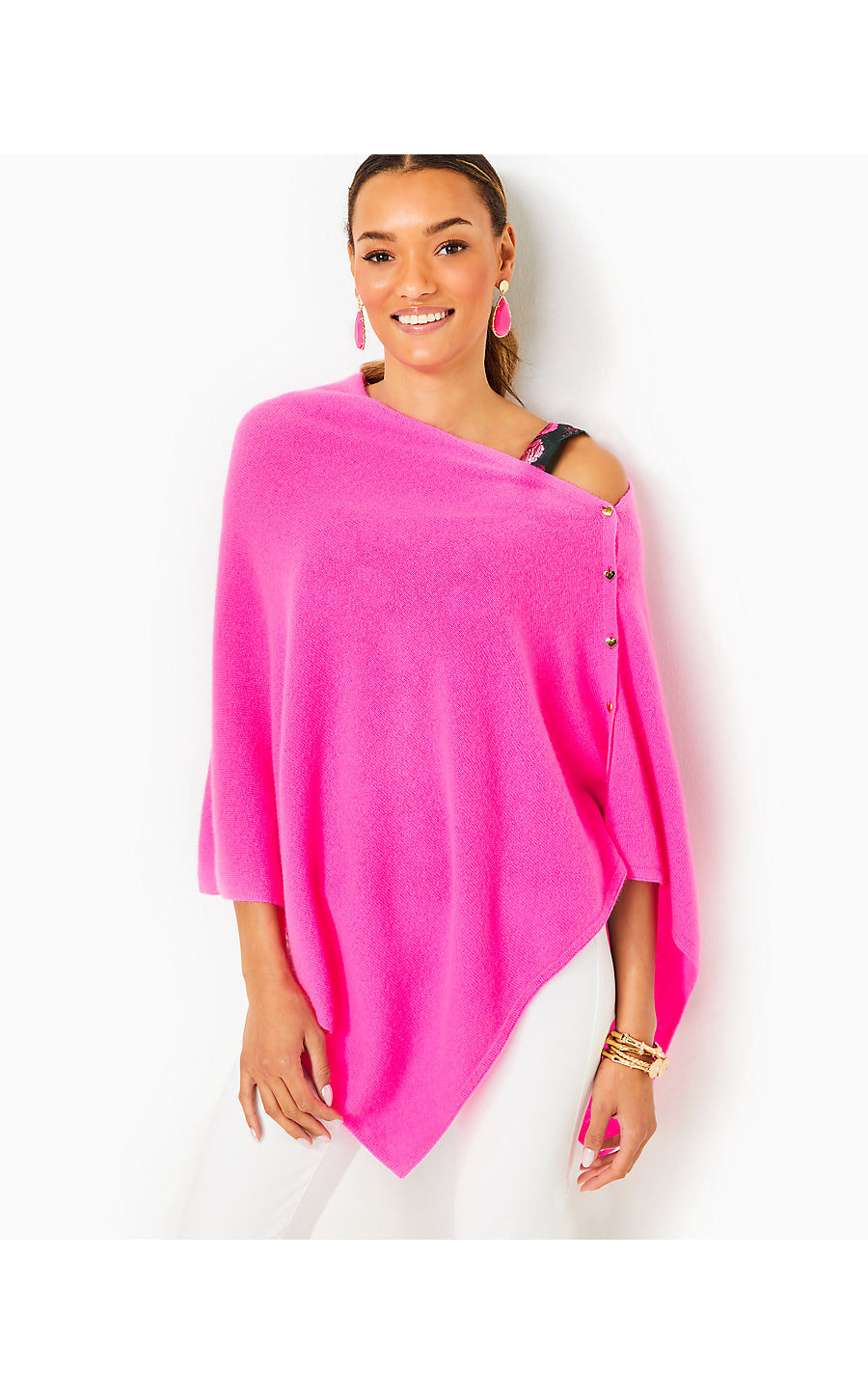 HARP CASHMERE WRAP, CERISE PINK