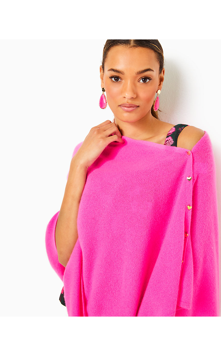 HARP CASHMERE WRAP, CERISE PINK