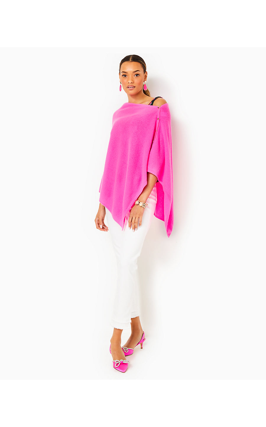 HARP CASHMERE WRAP, CERISE PINK