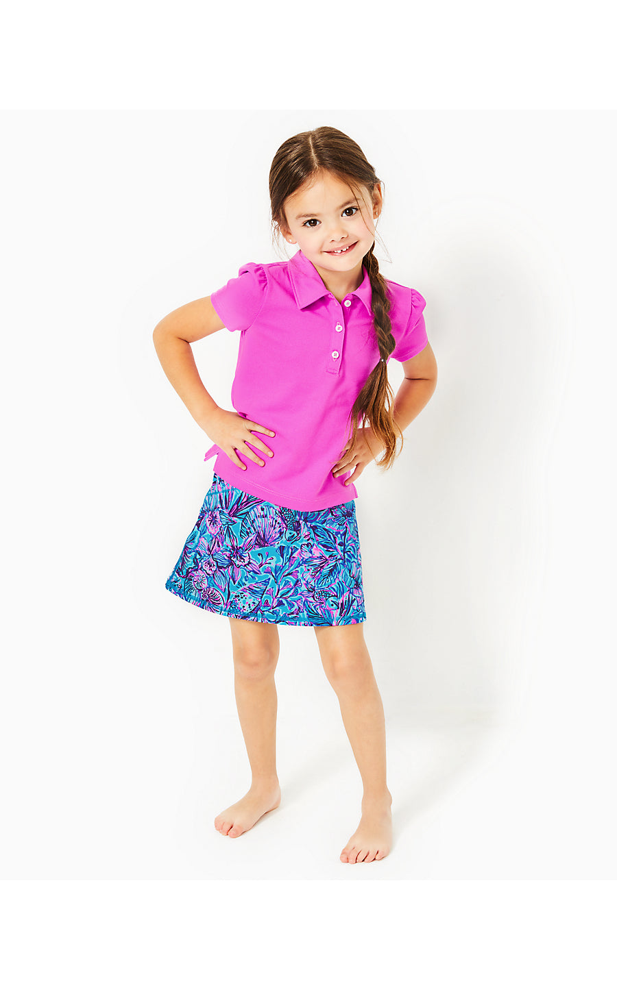 MINI FRIDA PUFF SLEEVE POLO, ORCHID OASIS