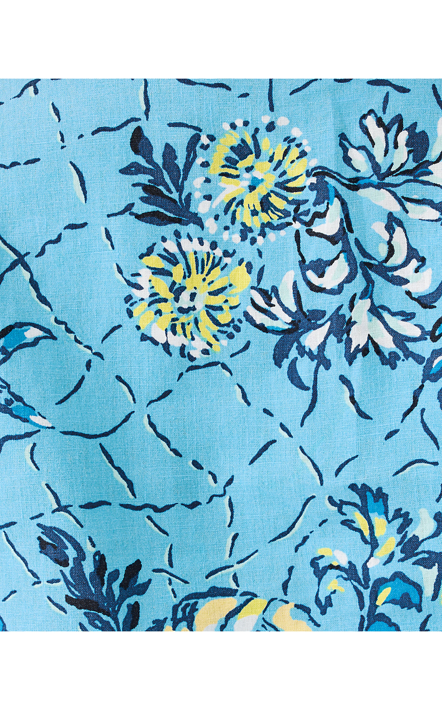 MIALEIGH ELBOW SLEEVE LINEN TOP, BELLEVUE BLUE BREAKERS BEACH