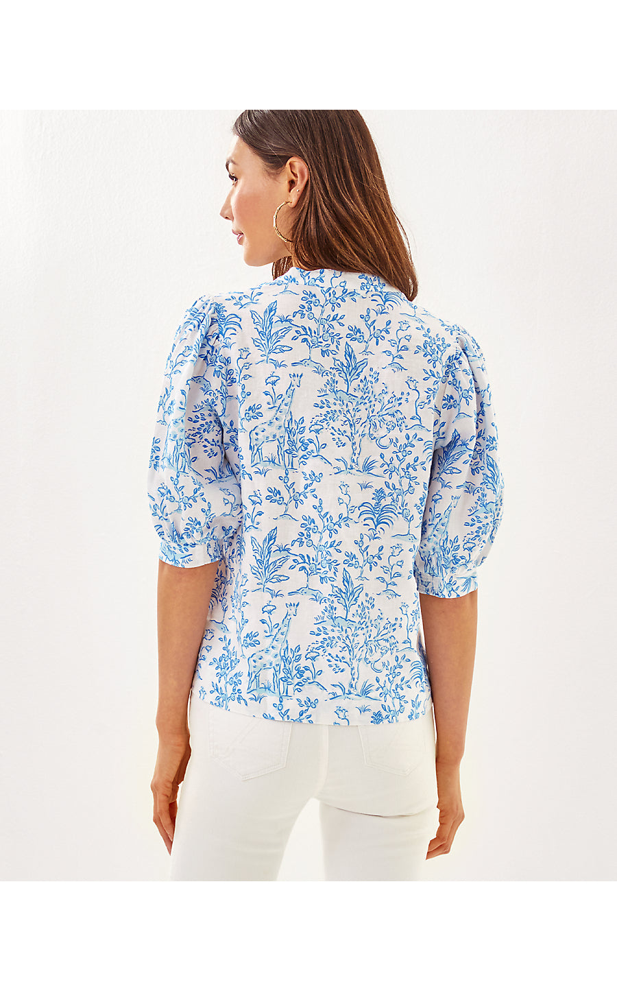 MIALEIGH ELBOW SLEEVE LINEN TOP, RESORT WHITE TALL TALES
