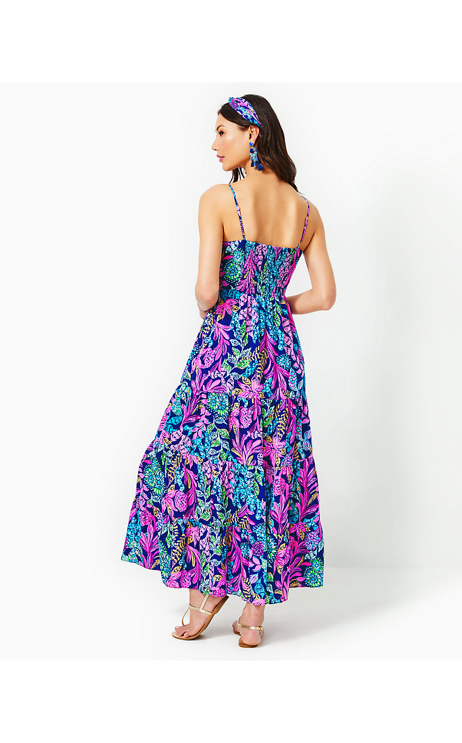 JOELLANE TIERED MAXI DRESS, AEGEAN NAVY CALYPSO COAST