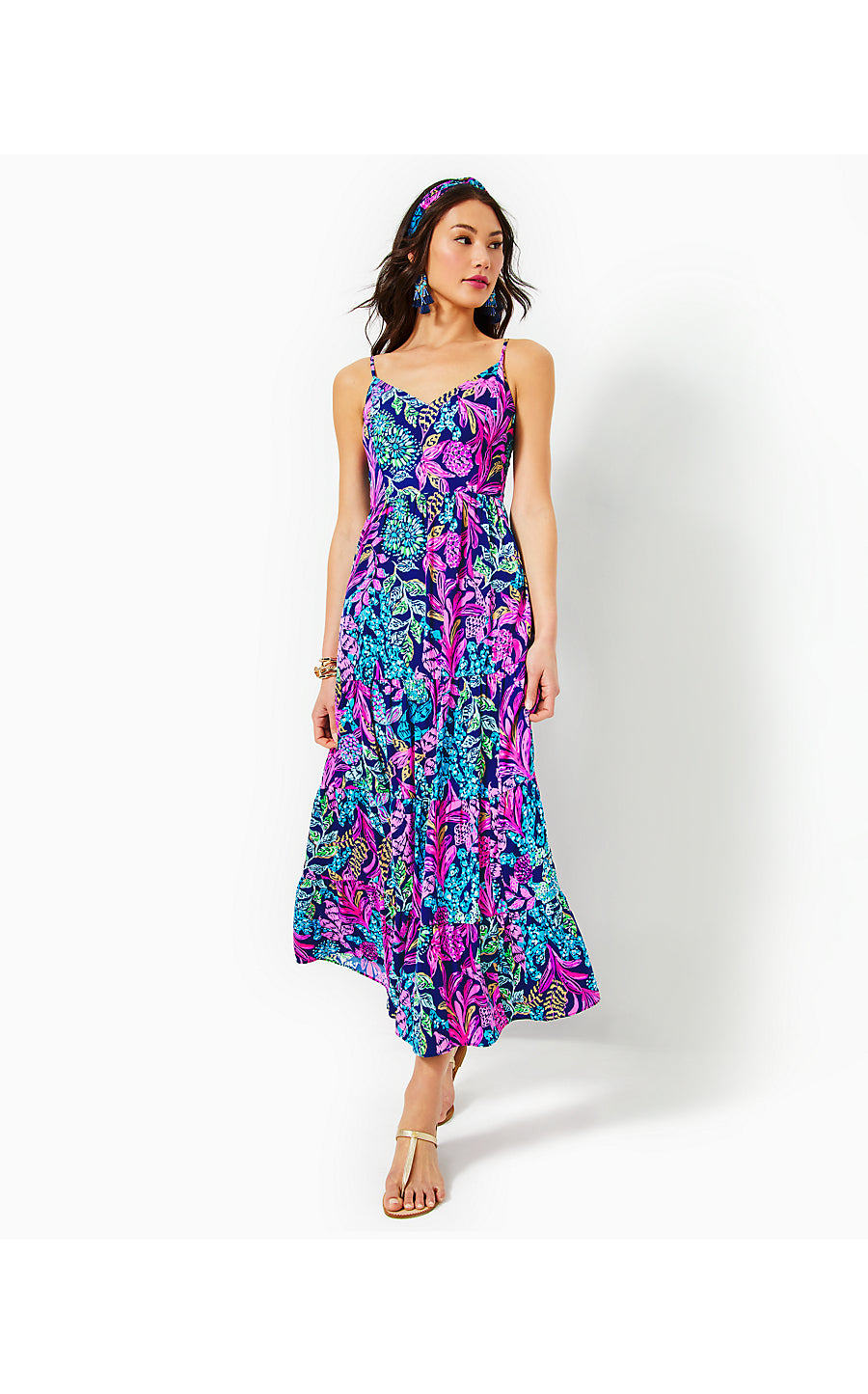 JOELLANE TIERED MAXI DRESS, AEGEAN NAVY CALYPSO COAST