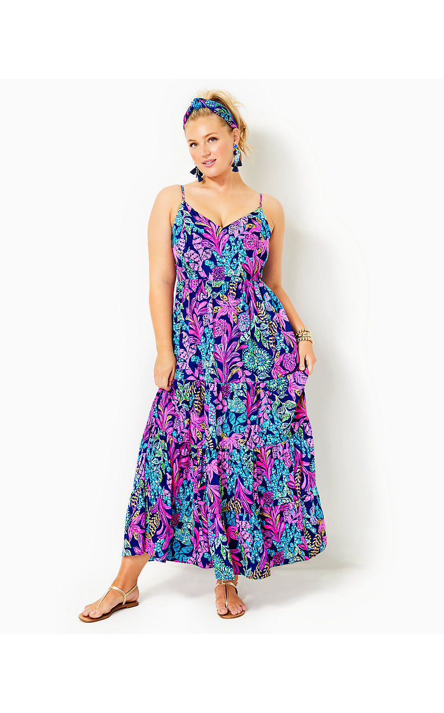 JOELLANE TIERED MAXI DRESS, AEGEAN NAVY CALYPSO COAST