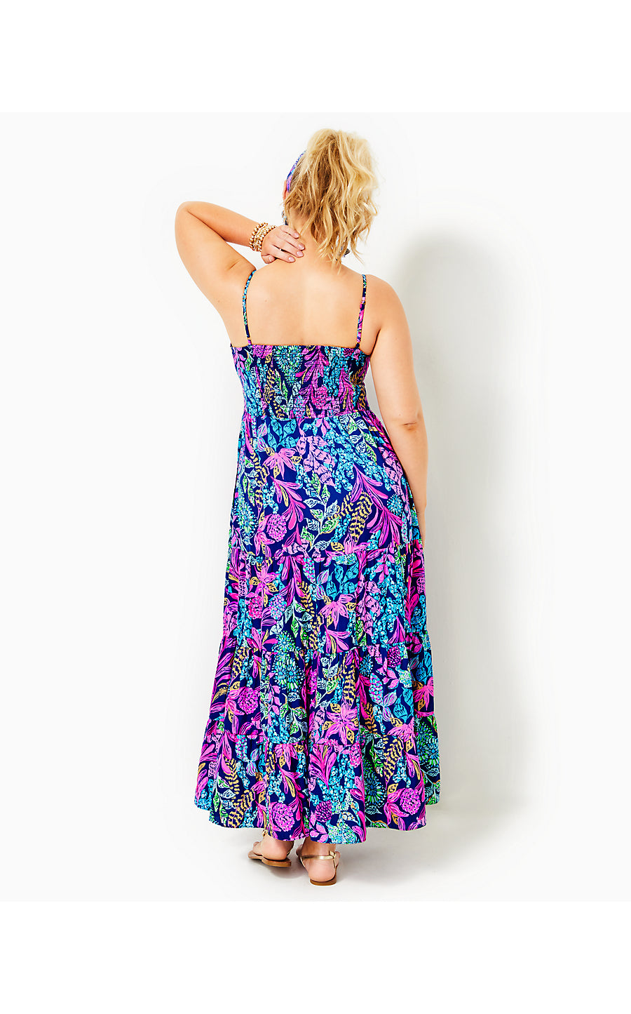 JOELLANE TIERED MAXI DRESS, AEGEAN NAVY CALYPSO COAST