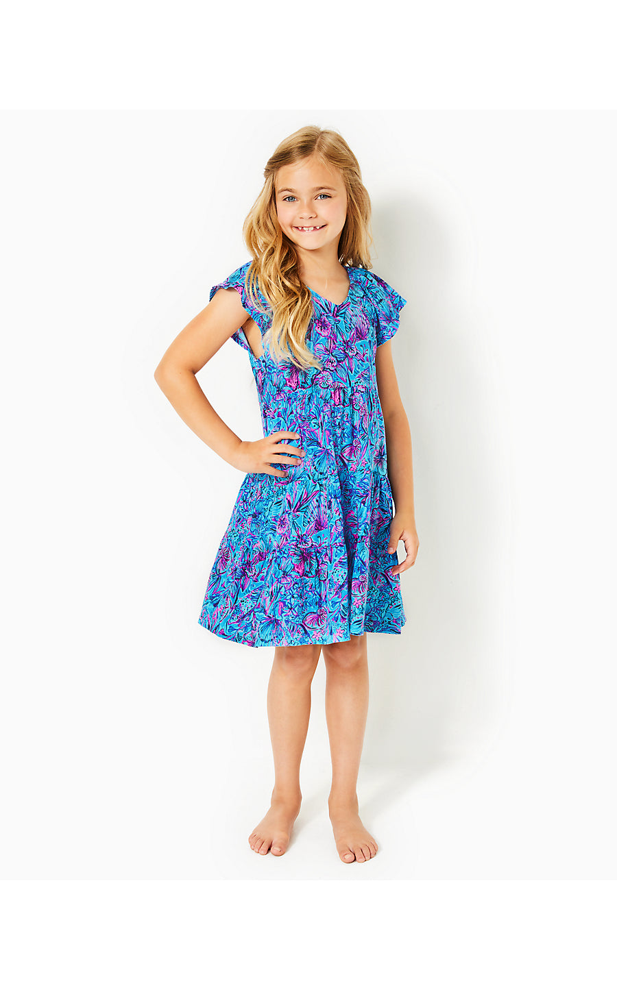 MINI KAWAI DRESS, BREAKWATER BLUE SHELLS N BELLS