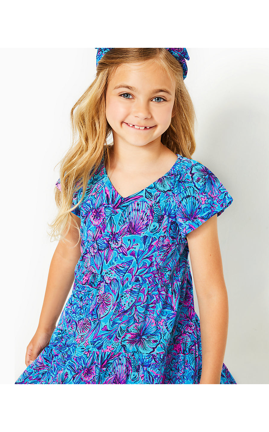 MINI KAWAI DRESS, BREAKWATER BLUE SHELLS N BELLS