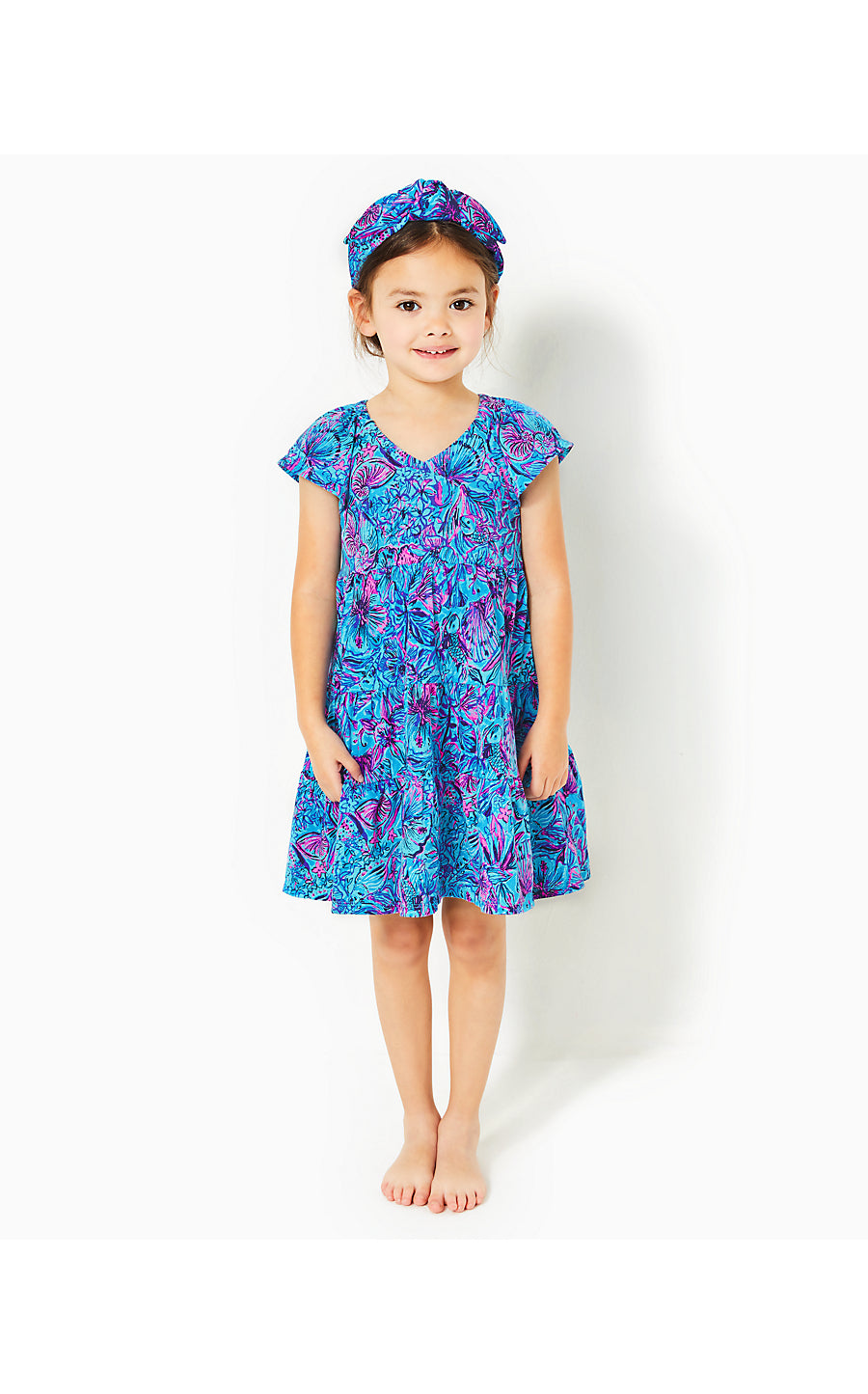 MINI KAWAI DRESS, BREAKWATER BLUE SHELLS N BELLS