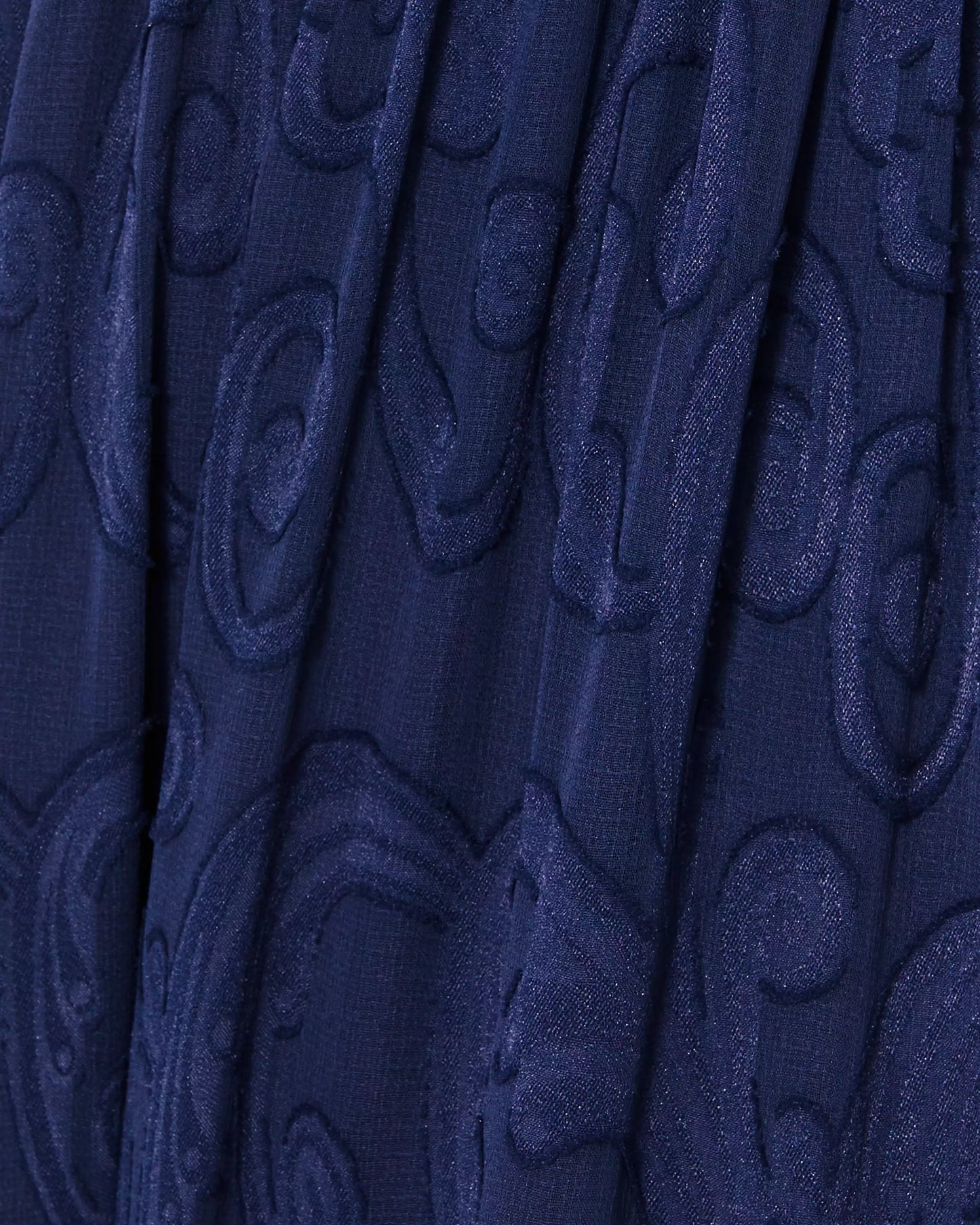 HADLY SMOCKED MAXI DRESS, TRUE NAVY POLY CREPE SWIRL CLIP