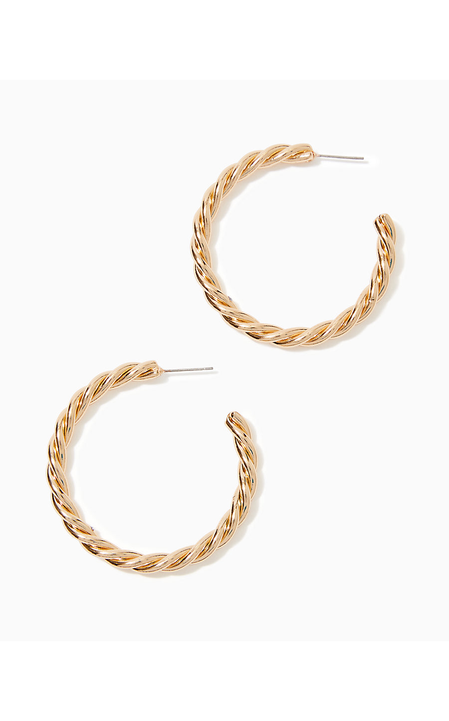 TROPICAL TWIST HOOP EARRINGS, GOLD METALLIC
