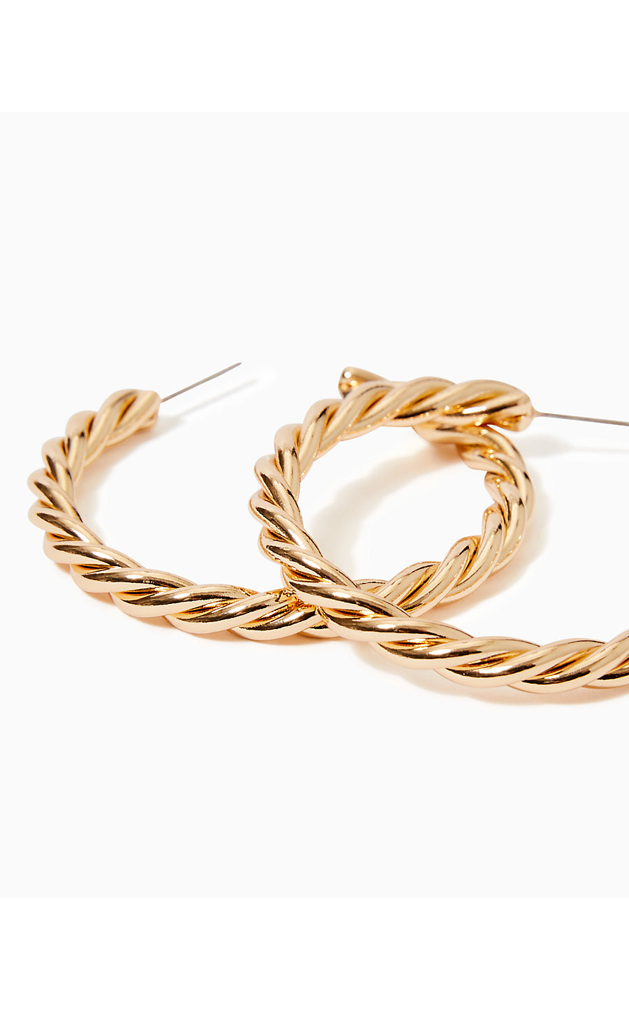 TROPICAL TWIST HOOP EARRINGS, GOLD METALLIC