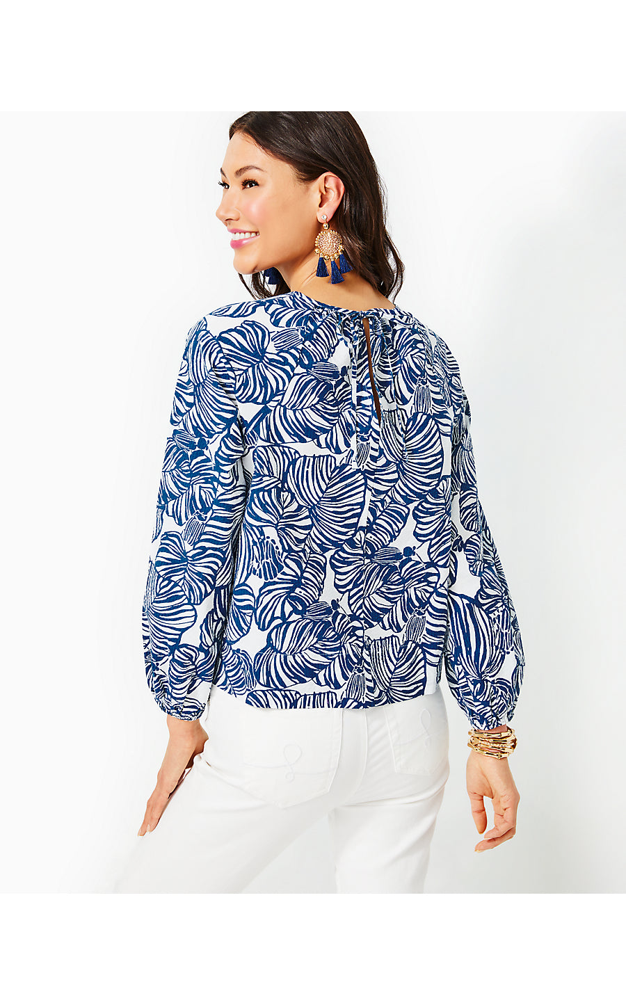 RILYNN LONG SLEEVE COTTON, AEGEAN NAVY BEACH PATH