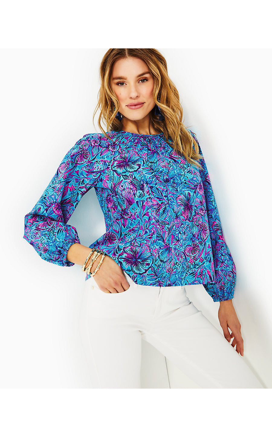 RILYNN LONG SLEEVE COTTON, BREAKWATER BLUE SHELLS N BELLS