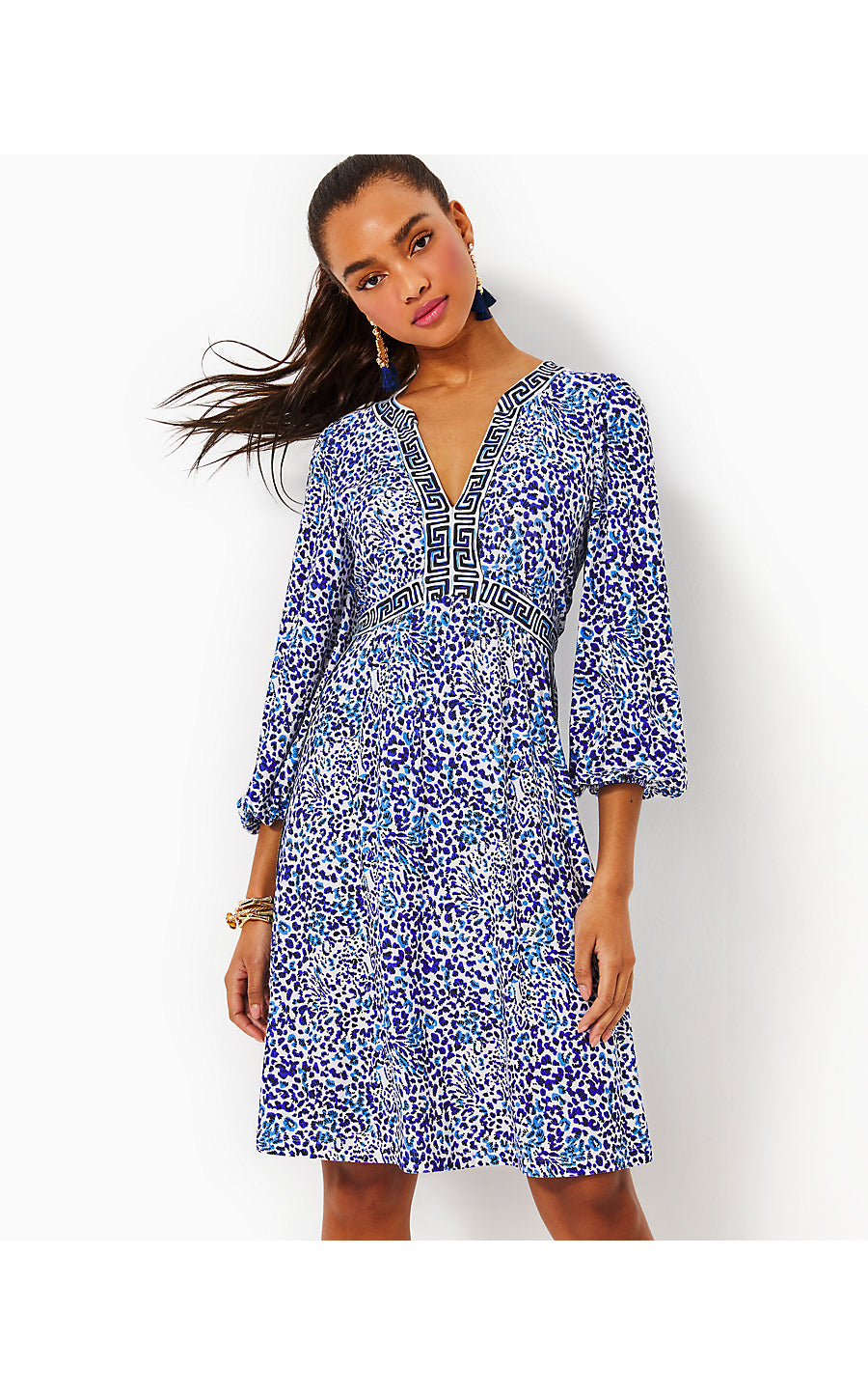 WEXLEE 3/4 SLEEVE DRESS, RESORT WHITE TWISTED UP ENGINEERED KNIT DRESS