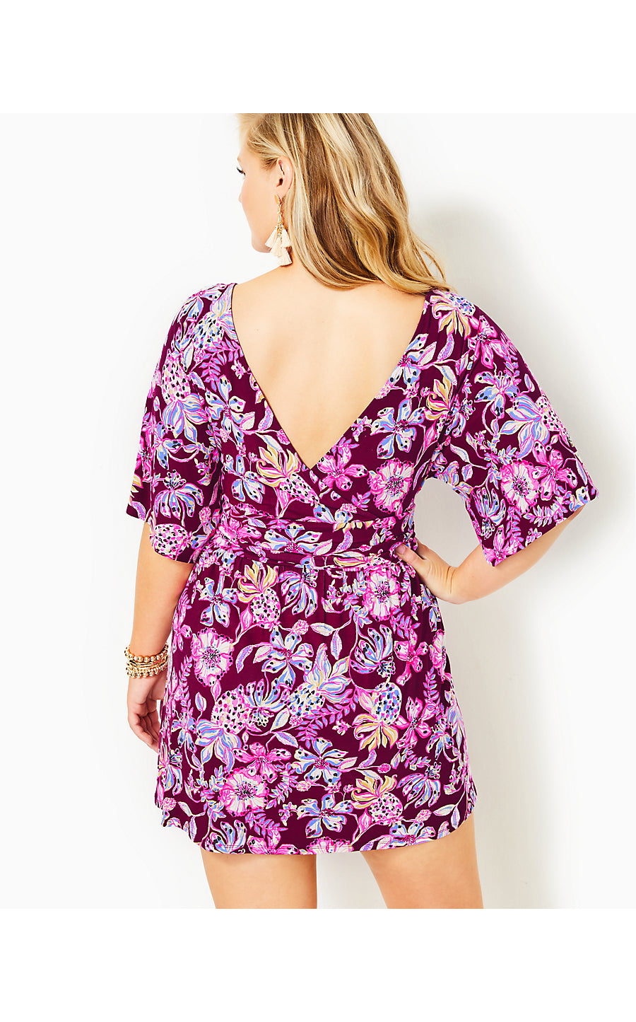 PARIGI BOAT NECK ROMPER, AMARENA CHERRY TROPICAL WITH A TWIST