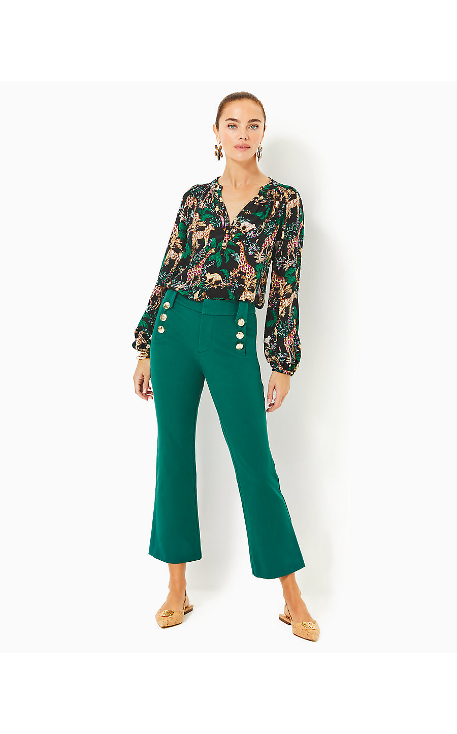 PARRISH BI-STRETCH CROP FLARE PANT, VILLA GREEN