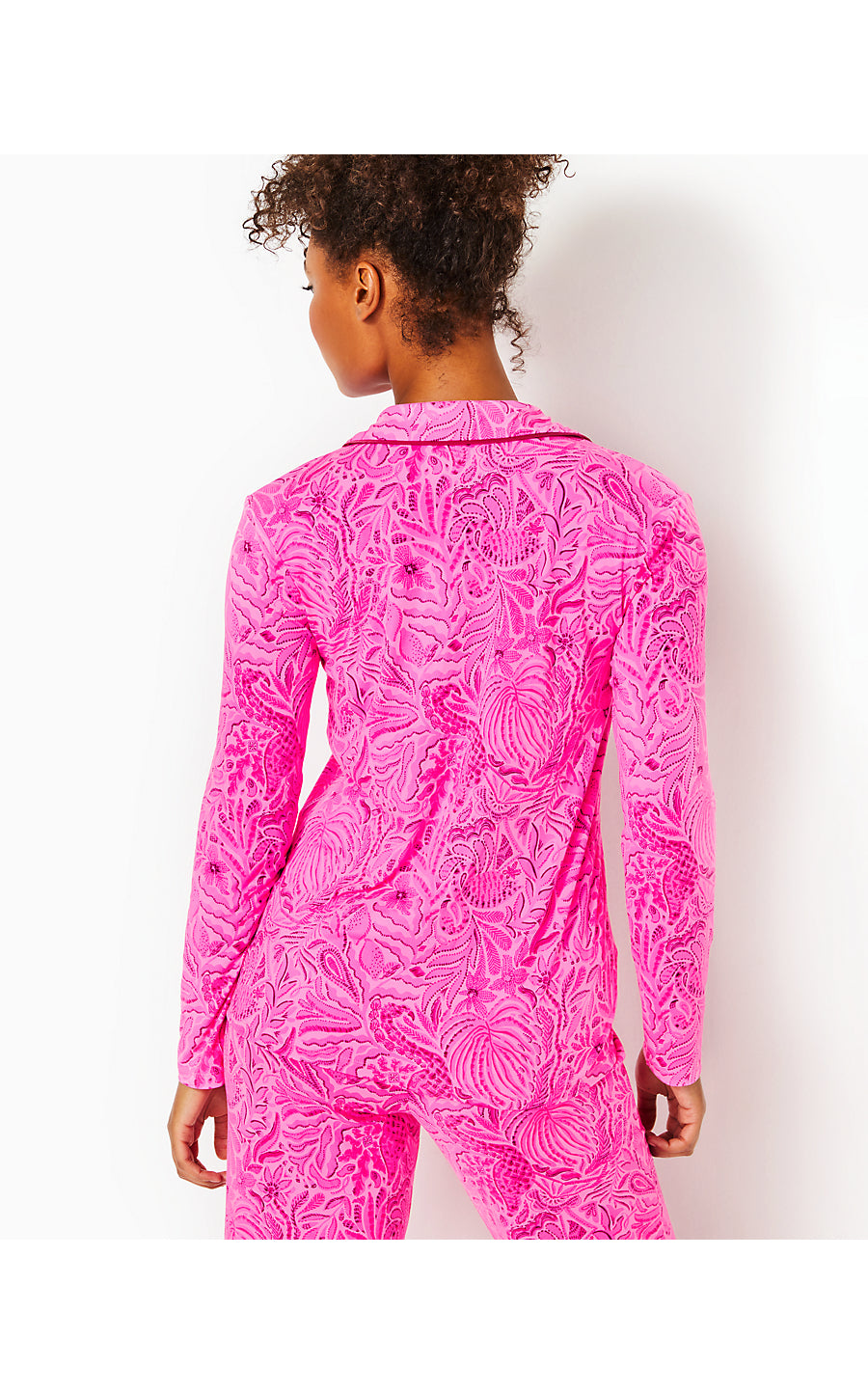 PJ KNIT LS BUTTON-UP TOP, CERISE PINK PINKIE PROMISES