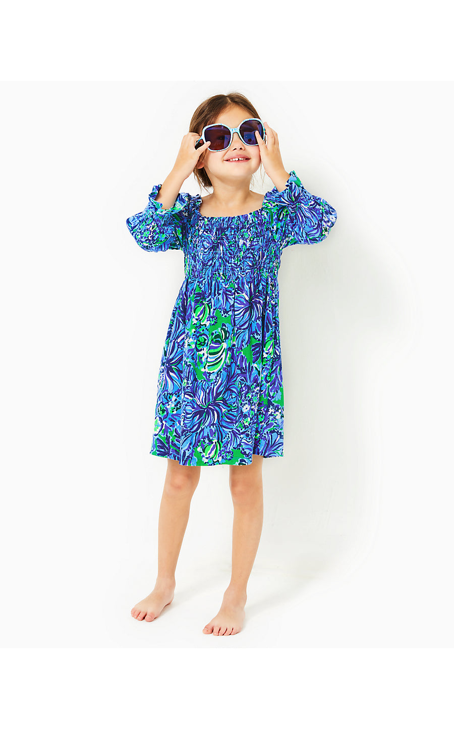 MINI BEYONCA DRESS, ABACO BLUE IN TURTLE AWE