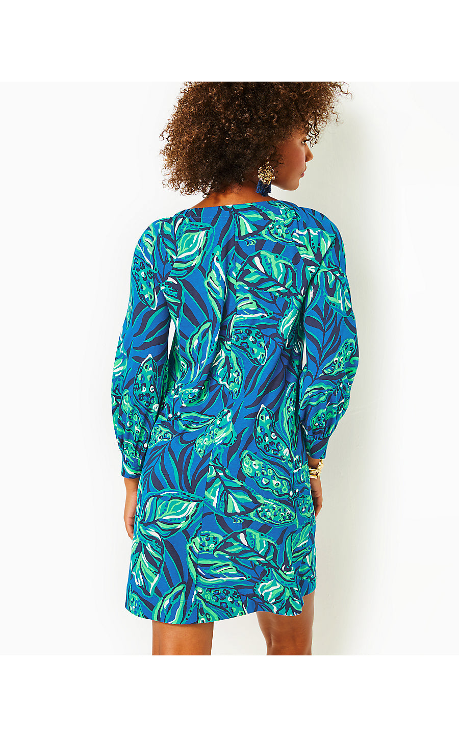 ELIANNA 3/4 SLEEVE DRESS, INDIGO BREEZE SHADY GATORS