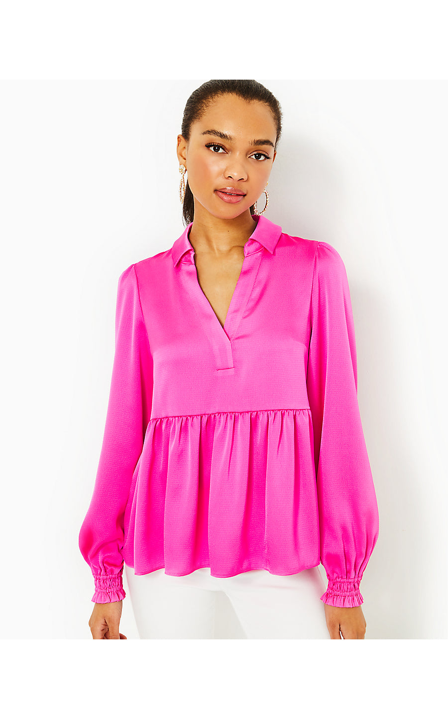 JAYLENE LONG SLEEVE TOP, CERISE PINK