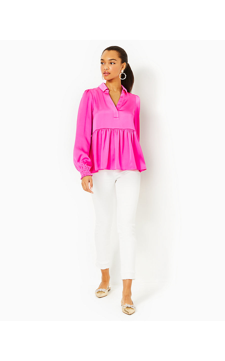 JAYLENE LONG SLEEVE TOP, CERISE PINK