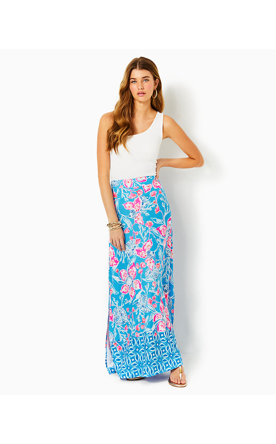 ADEA MAXI SKIRT, MULTI BAHAMIAN RHAPSODY ENGINEERED KNIT SKIRT
