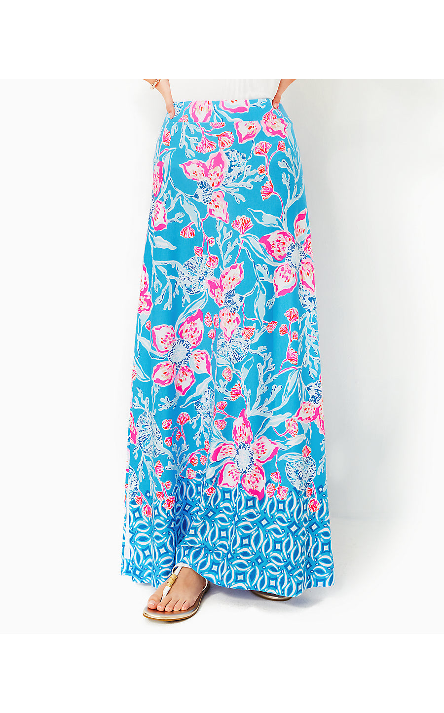 ADEA MAXI SKIRT, MULTI BAHAMIAN RHAPSODY ENGINEERED KNIT SKIRT