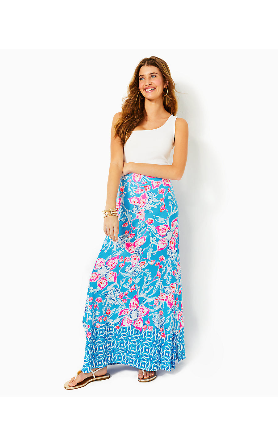 ADEA MAXI SKIRT, MULTI BAHAMIAN RHAPSODY ENGINEERED KNIT SKIRT