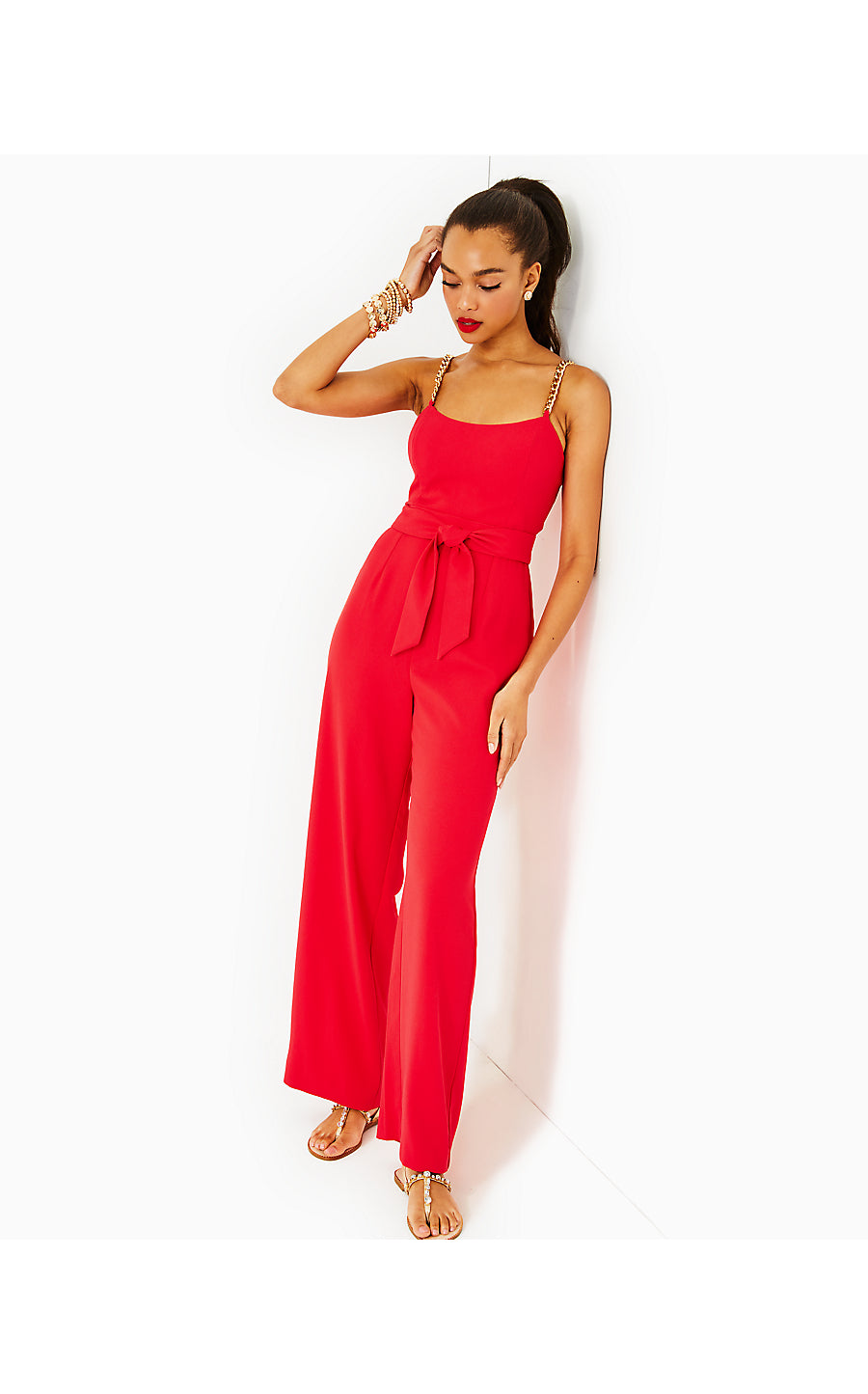ZEMIRA SLEEVELESS JUMPSUIT, AMARYLLIS RED