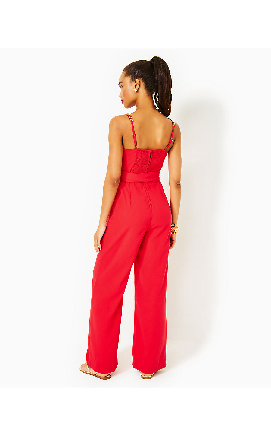 ZEMIRA SLEEVELESS JUMPSUIT, AMARYLLIS RED