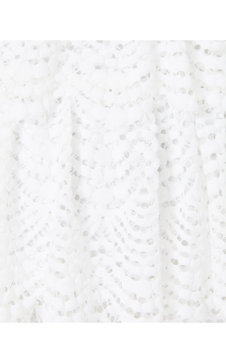 FAYE V-NECK LACE RUFFLE DRESS, RESORT WHITE SCALLOPED SHELL LACE