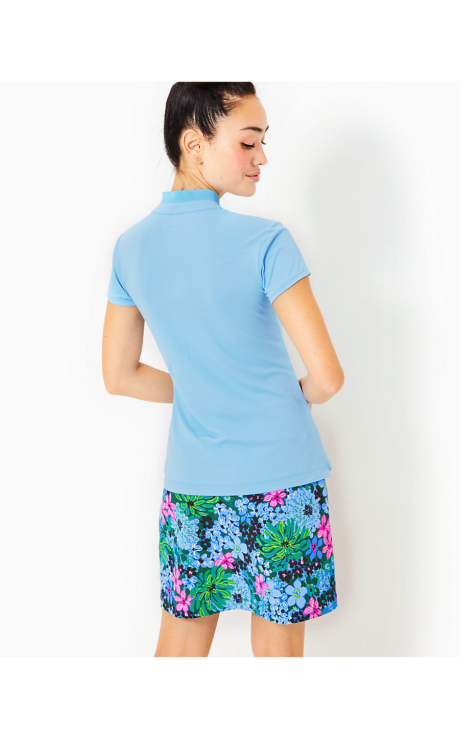 FRIDA RIB COLLAR POLO UPF 50+, BON BON BLUE