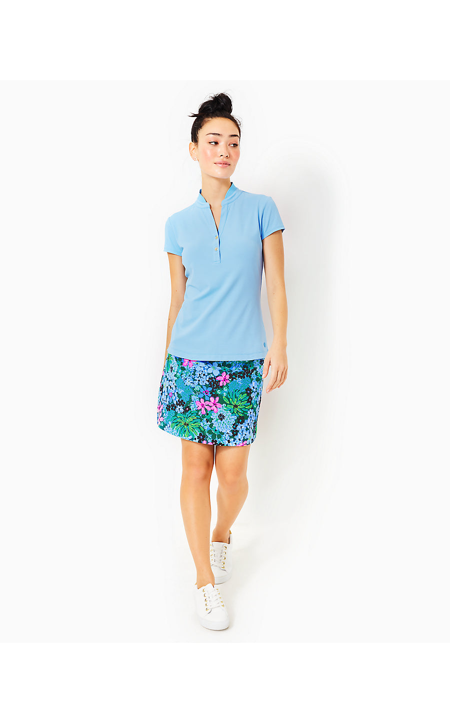 FRIDA RIB COLLAR POLO UPF 50+, BON BON BLUE