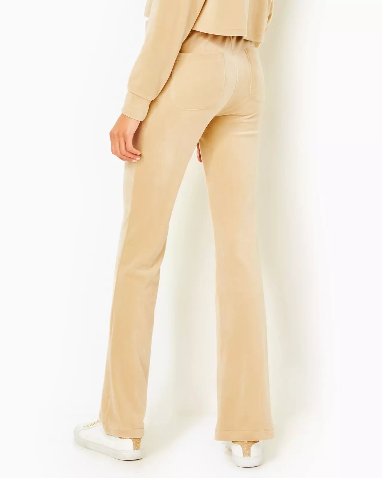 NATINE HIGH RISE VELOUR PANT, SAND BAR