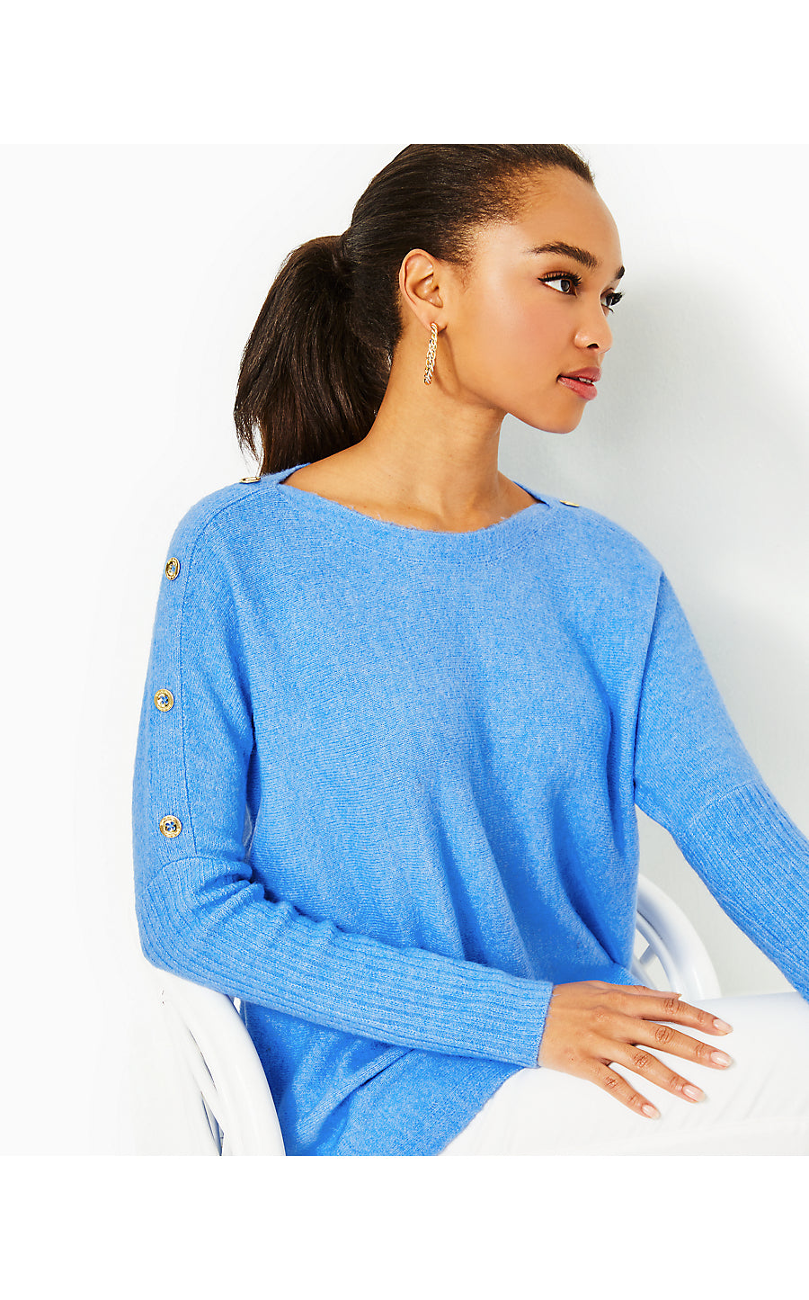 ARNA SWEATER, HEATHERED ABACO BLUE