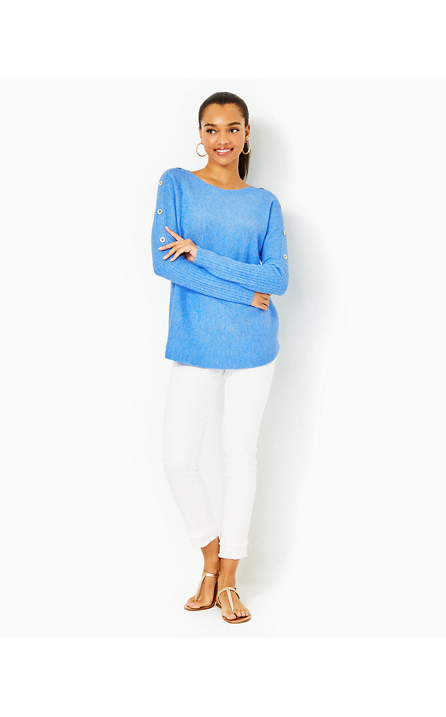 ARNA SWEATER, HEATHERED ABACO BLUE