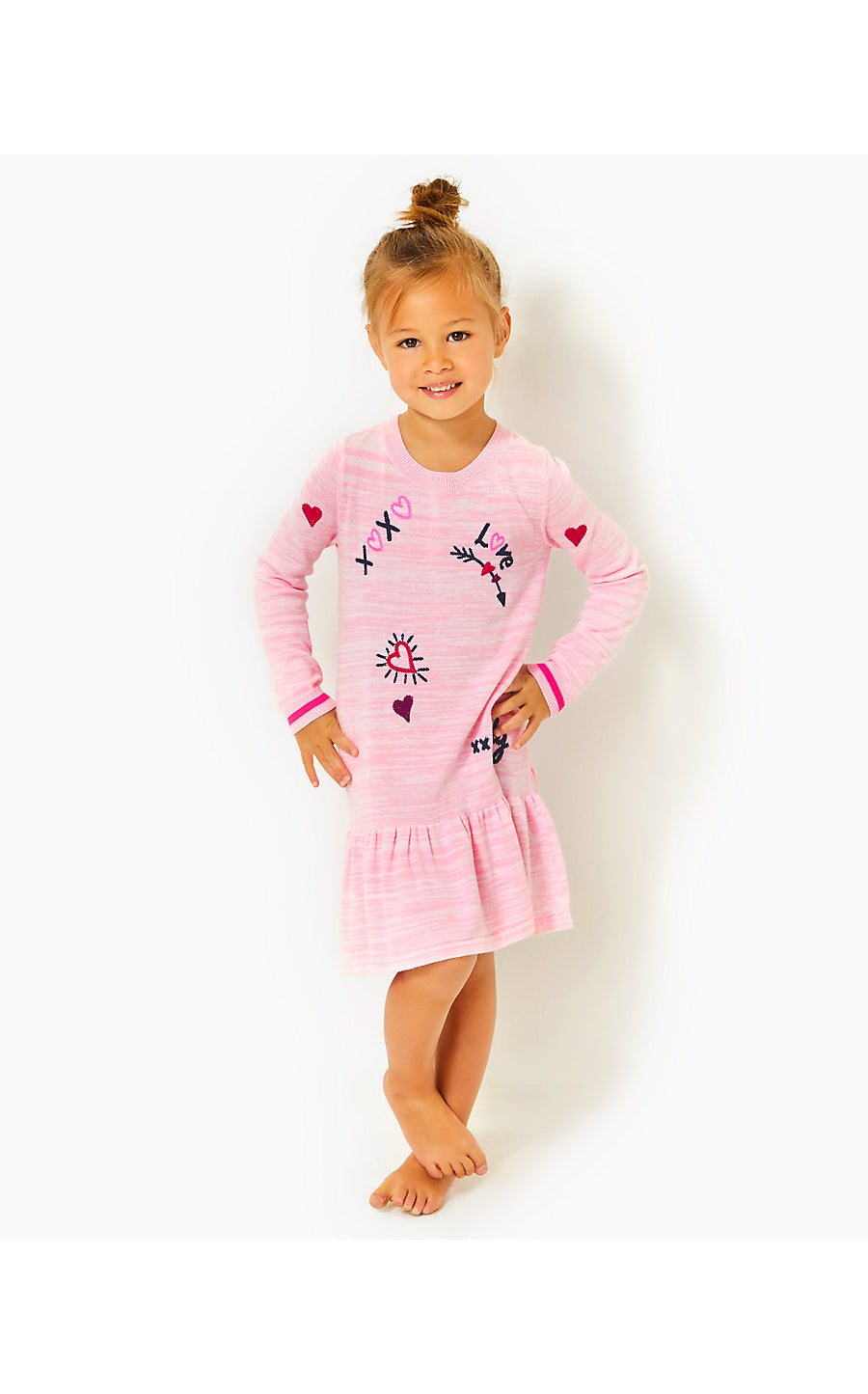 Girls Hani Cotton Sweater Dress in Pink - Lilly Pulitzer Girls Hani Cotton Sweater Dress in Pink - Lilly Pulitzer