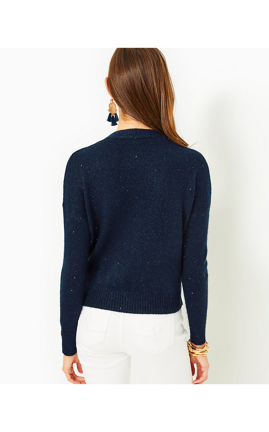 DIXIE WRAP SWEATER, AEGEAN NAVY METALLIC