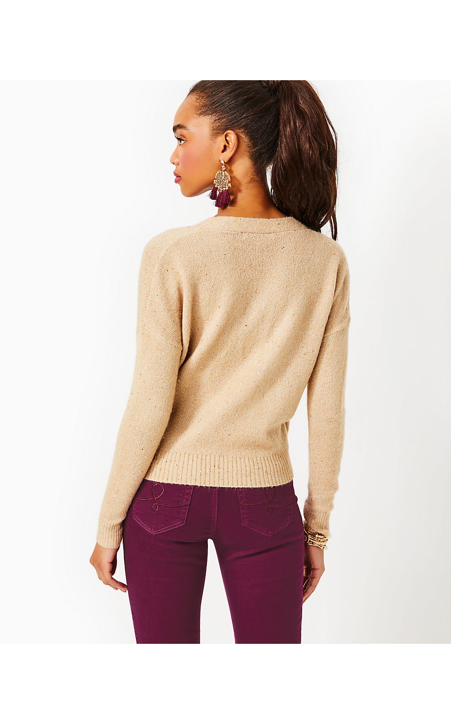 DIXIE WRAP SWEATER, HEATHERED SAND BAR METALLIC