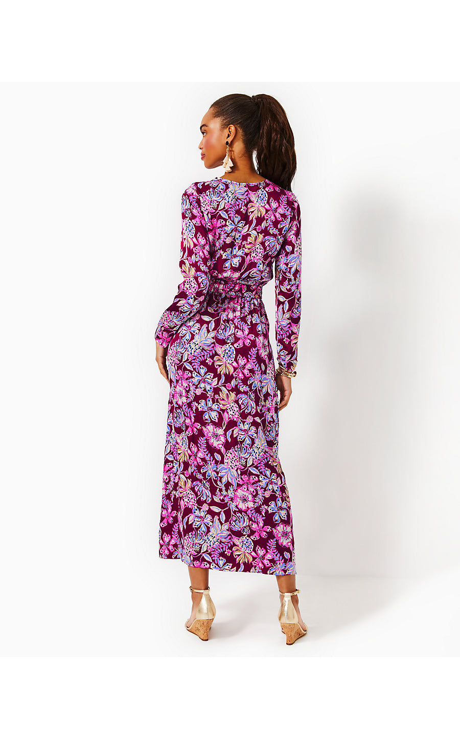 LEOLYNN LONG SLEEVE MAXI, AMARENA CHERRY TROPICAL WITH A TWIST