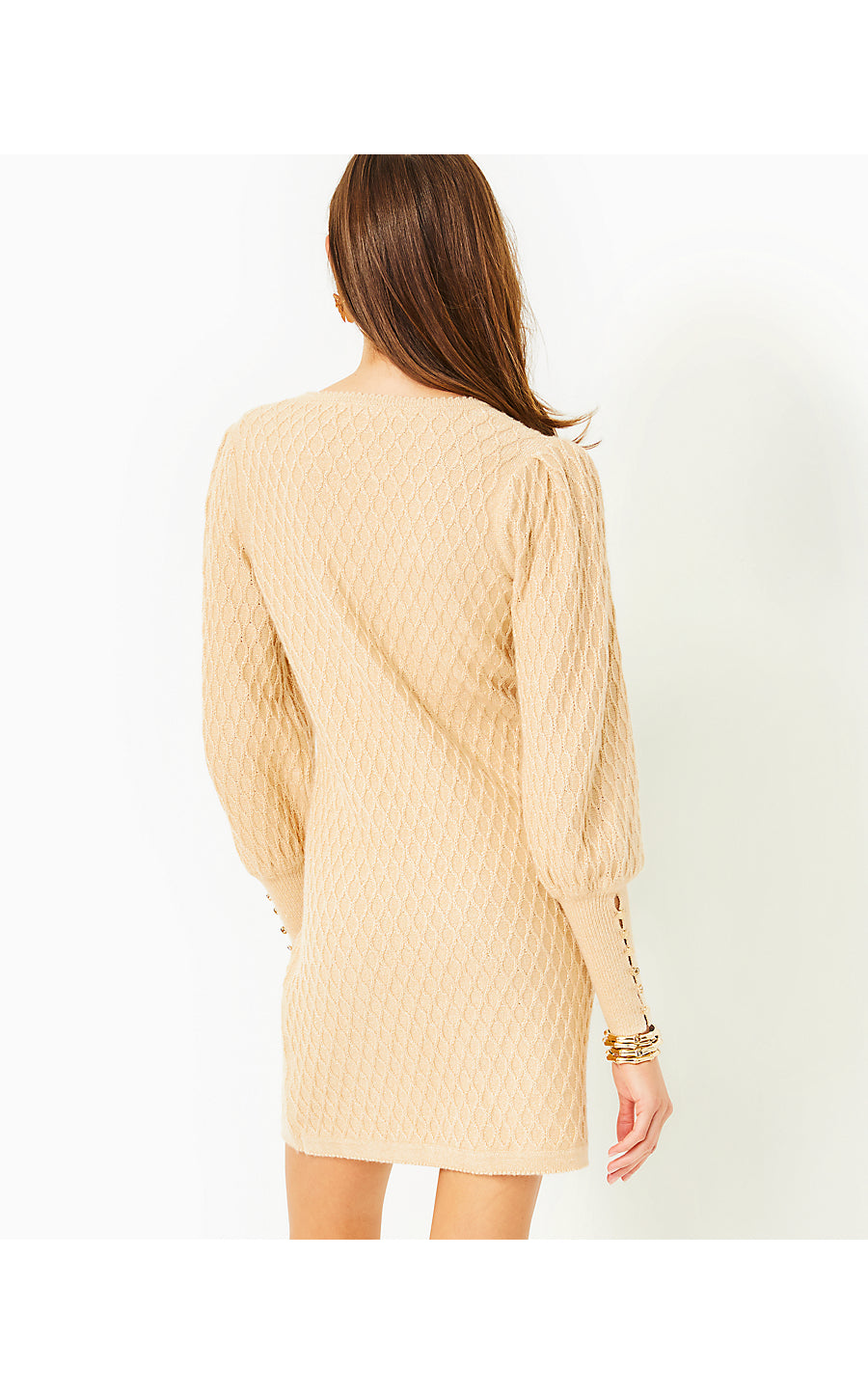 JACQUETTA SWEATER DRESS, HEATHERED SAND BAR METALLIC