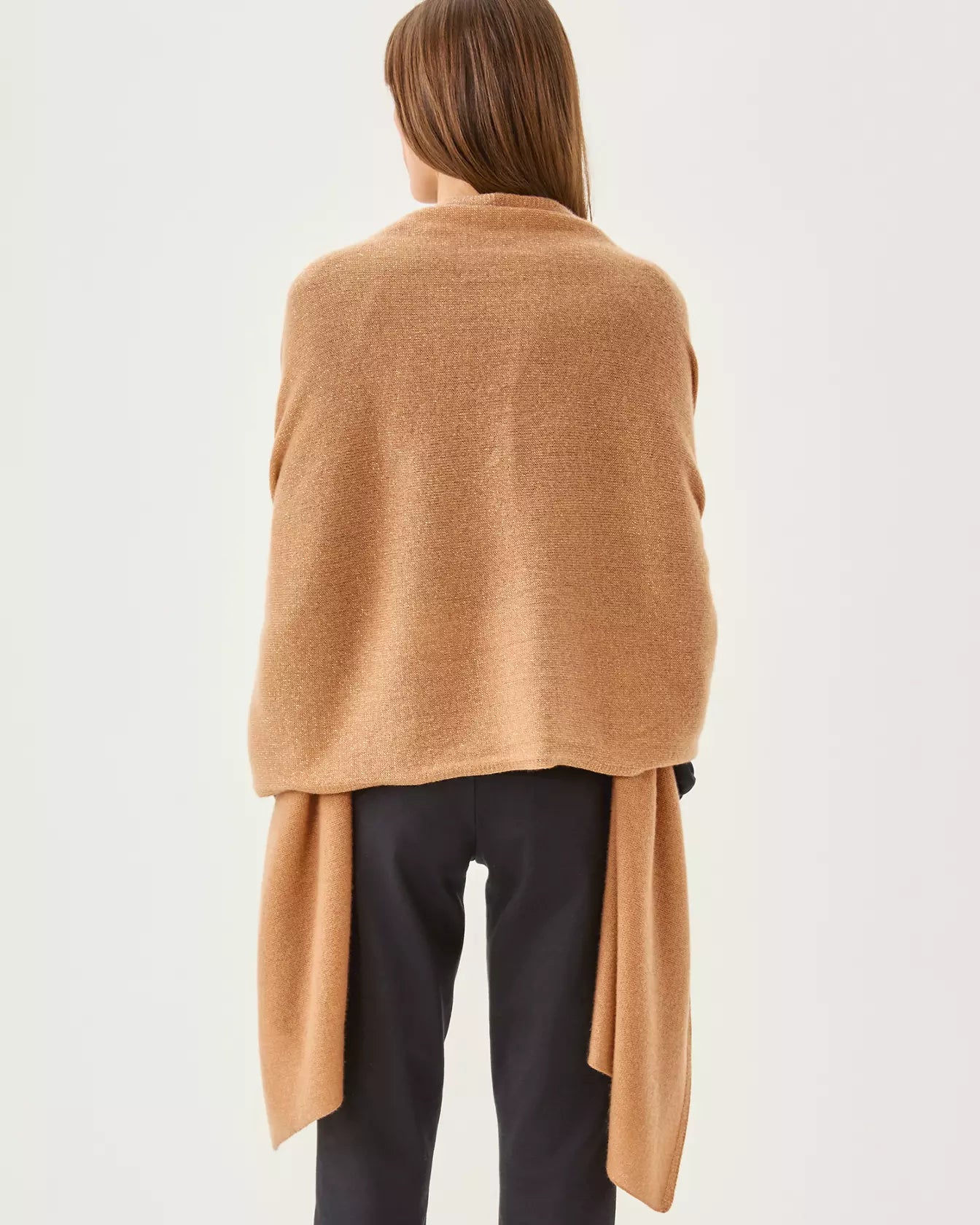 LANELLE CASHMERE WRAP, HEATHERED RATTAN METALLIC