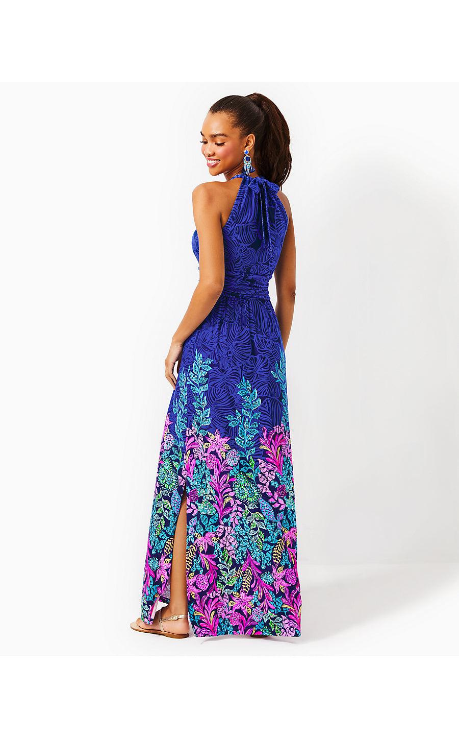 ORLA MAXI DRESS, AEGEAN NAVY CALYPSO COAST ENGINEERED KNIT DRESS