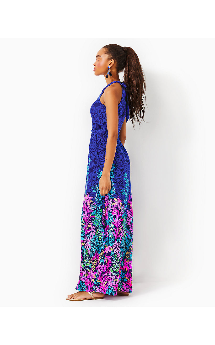 ORLA MAXI DRESS, AEGEAN NAVY CALYPSO COAST ENGINEERED KNIT DRESS