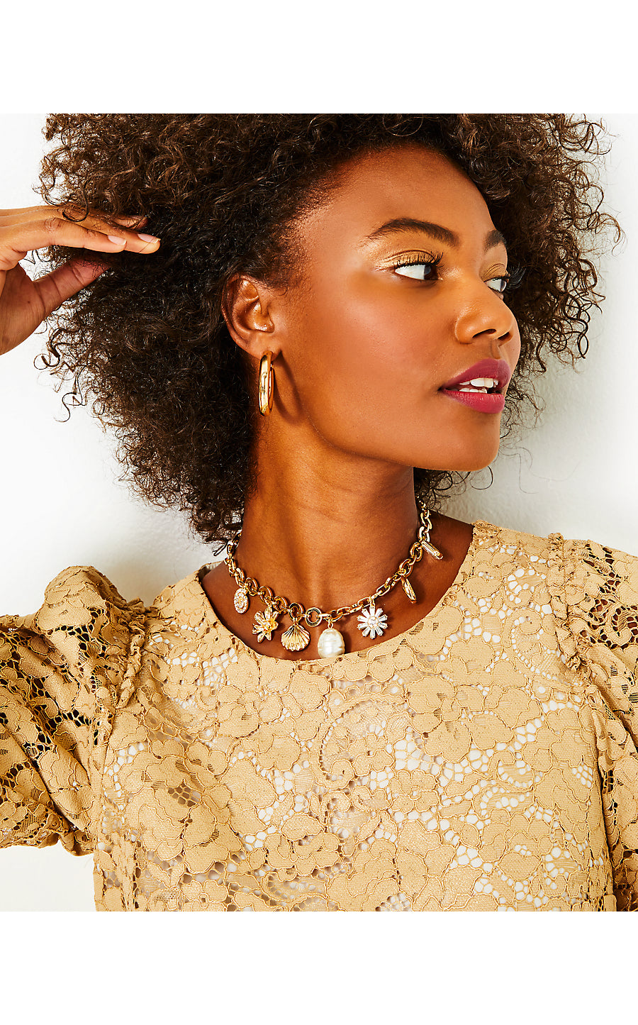 IN THE WILD FLOWER NECKLACE, GOLD METALLIC