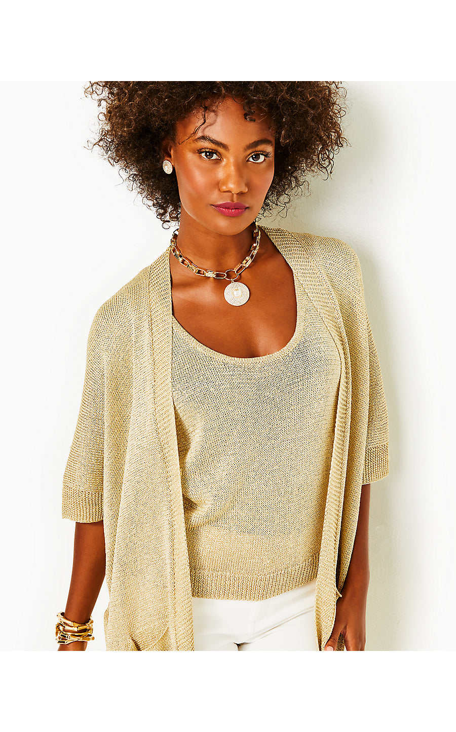 BATSY SWEATER SET, GOLD METALLIC