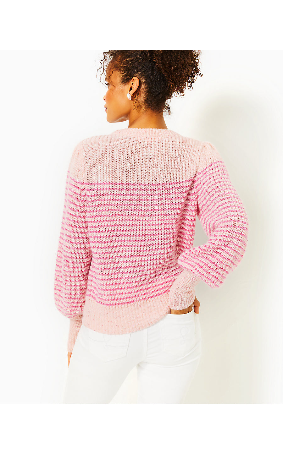 FINNEY SWEATER, PEONY PINK SPARKLE STRIPE